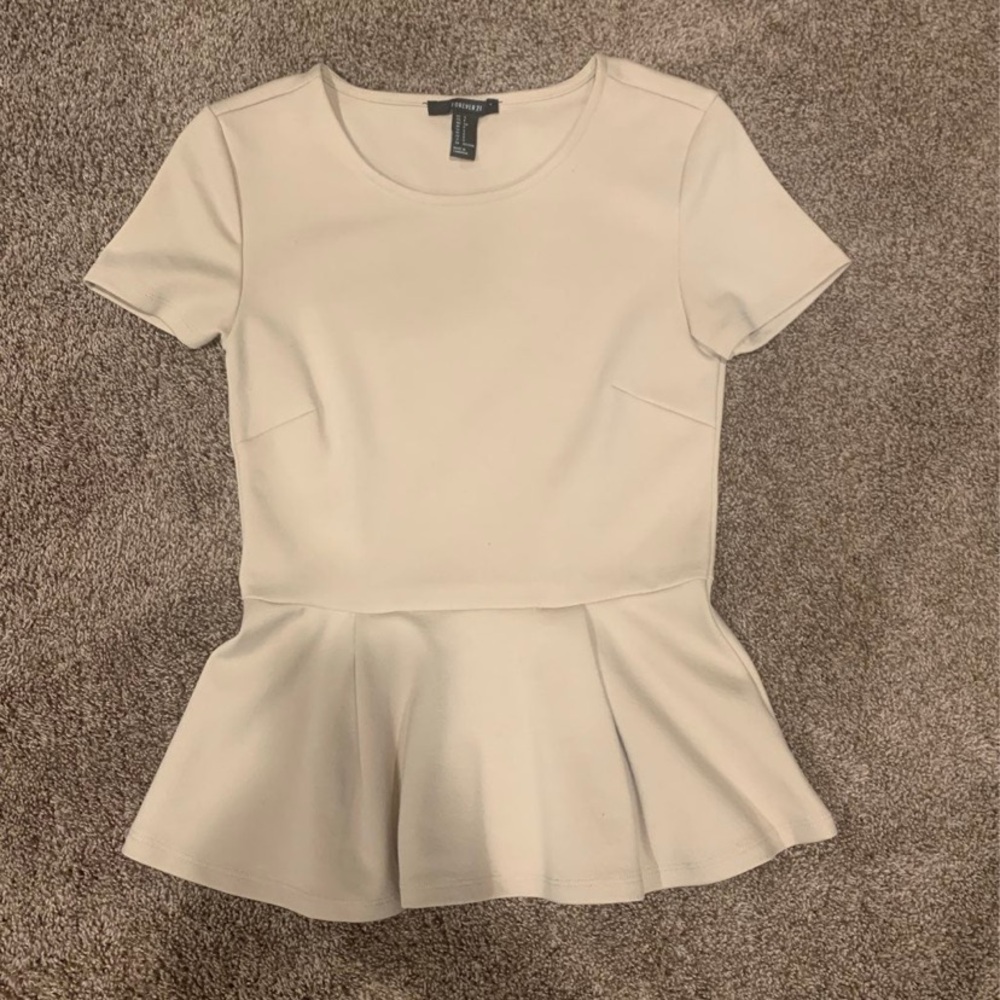 Forever 21 Peplum Top Beige